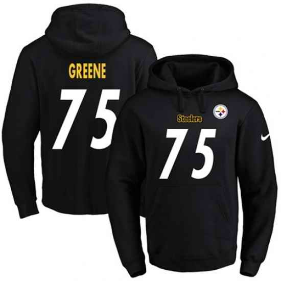 NFL Mens Nike Pittsburgh Steelers 75 Joe Greene Black Name Number Pullover Hoodie